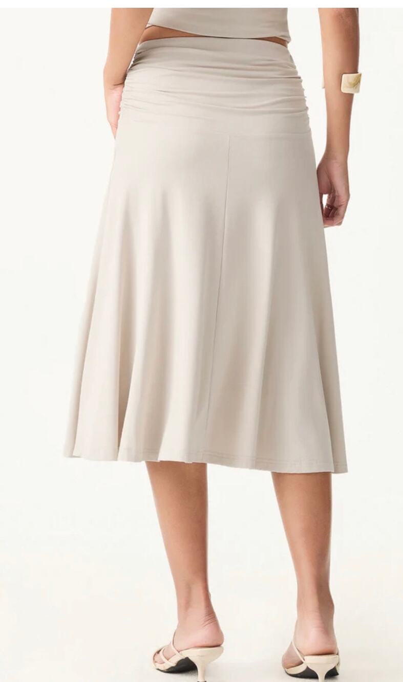 OGLmove Lyocell Blend Volume Midi Skirt Fog Beige Size XL New With Tags